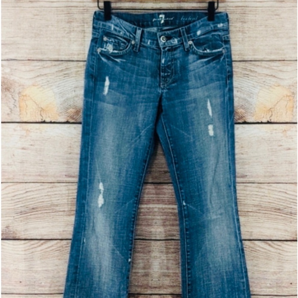 7 For All Mankind distressed low rise bootcut jeans